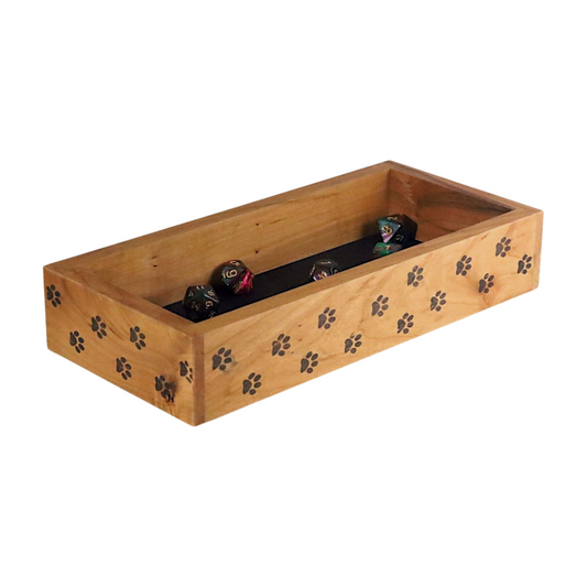 Adorable Cat Paw Dice Tray for Bunco, Yahtzee, Farkle, DnD, Pathfinder, TTRPG Gaming Setup, Wood Dice Rolling Tray, DnD gifts for Gamer Girl - Dragon Armor Games