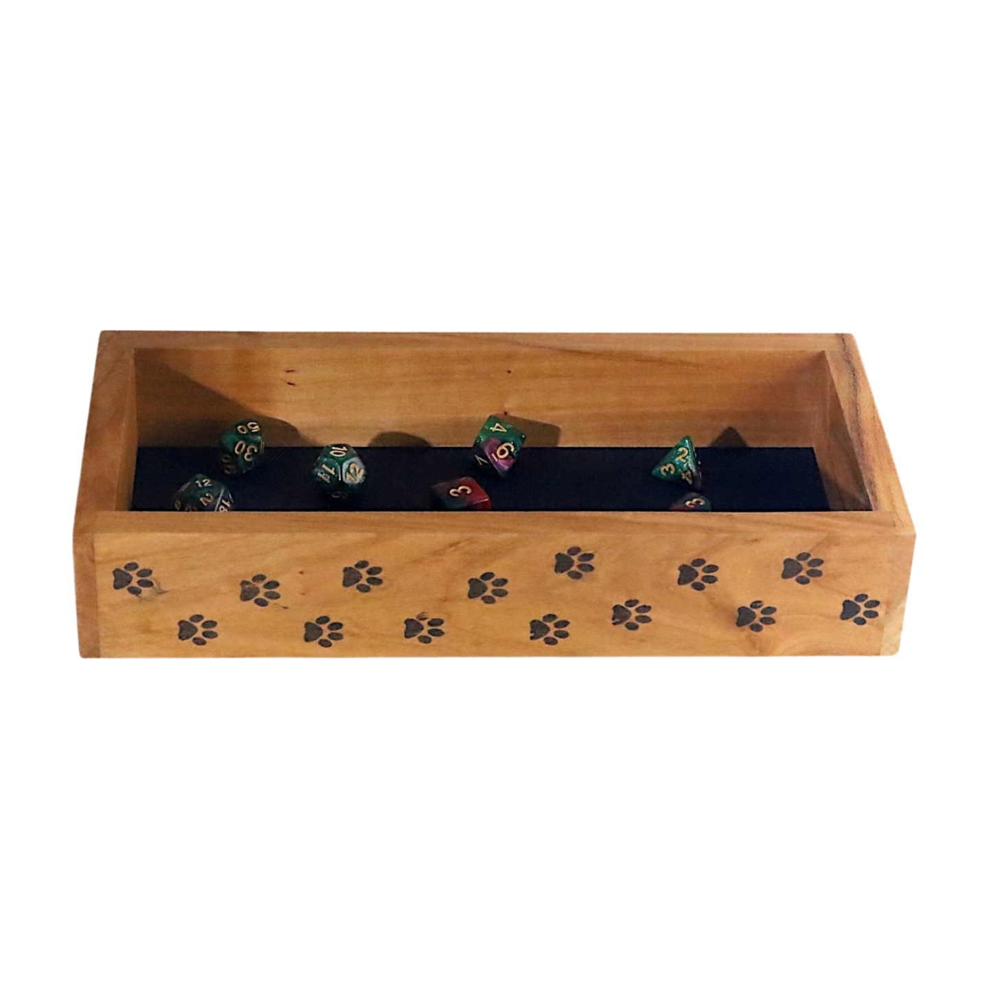 Adorable Cat Paw Dice Tray for Bunco, Yahtzee, Farkle, DnD, Pathfinder, TTRPG Gaming Setup, Wood Dice Rolling Tray, DnD gifts for Gamer Girl - Dragon Armor Games