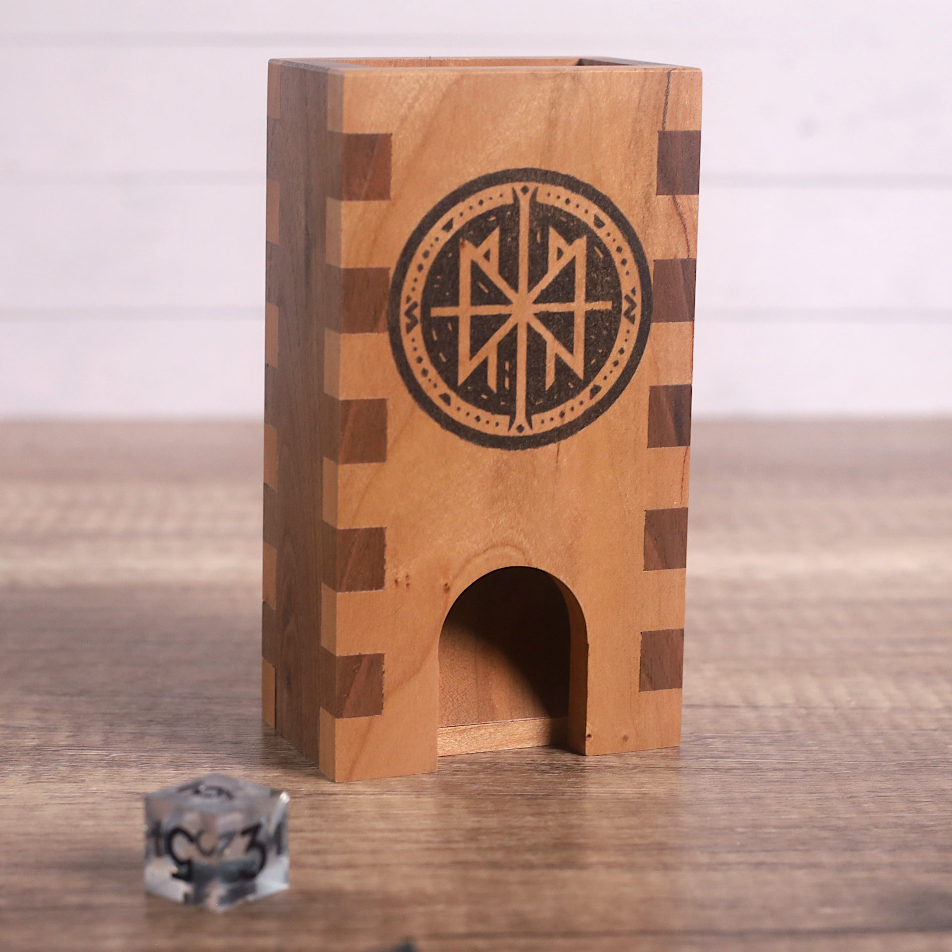 Viking Rune DnD Player Set: Wooden Dice Tray, Tower, and Vault for TTRPG, Pathfinder, Shadowrun, Dungeon Master Gift, Norse Rune Dice Roller - Dragon Armor Games