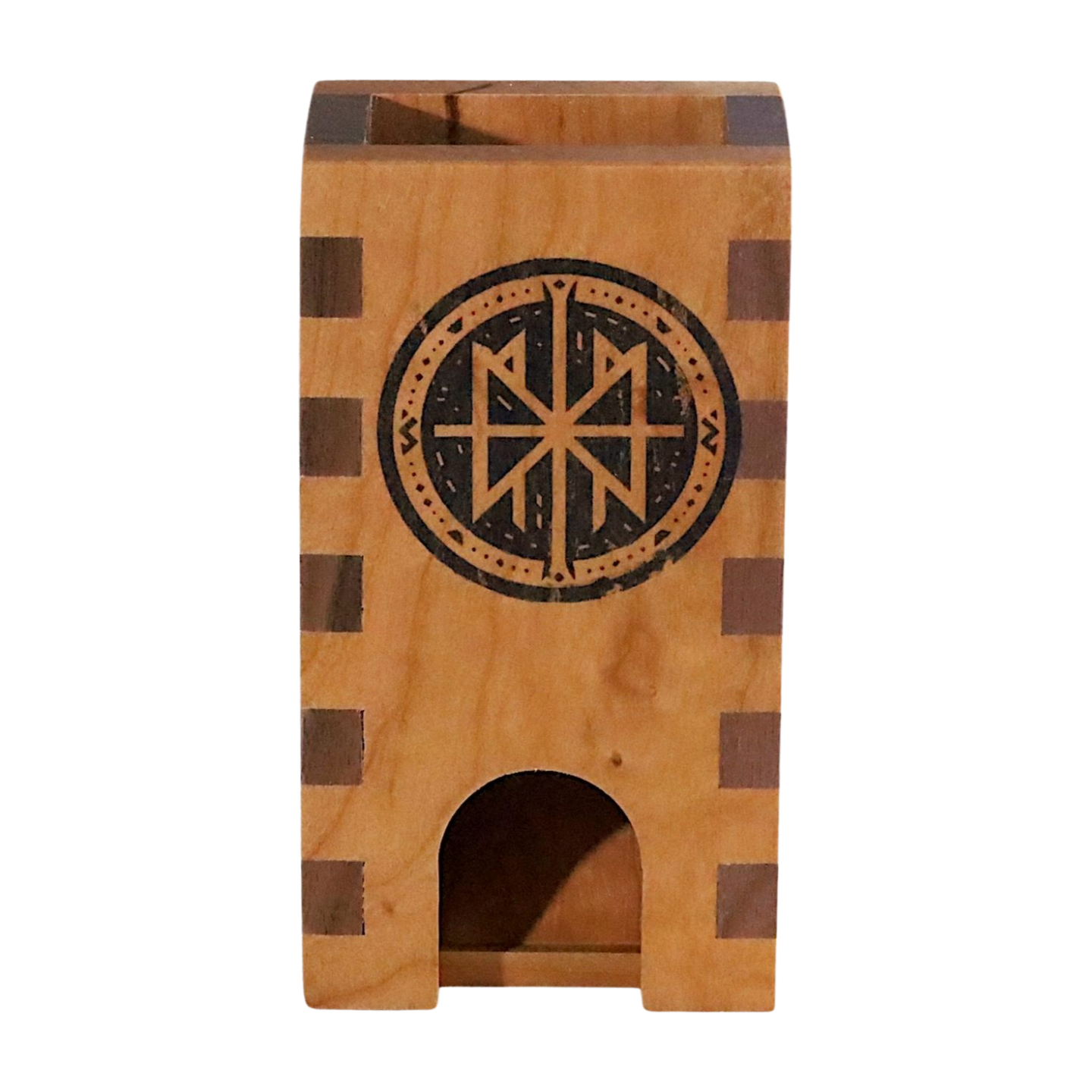 Viking Rune Circle Wood Dice Tower for DnD, Pathfinder, Shadowrun, TTRPG Dice Roller with Nordic Runes, Father's Day Gift, Family Game Night - Dragon Armor Games