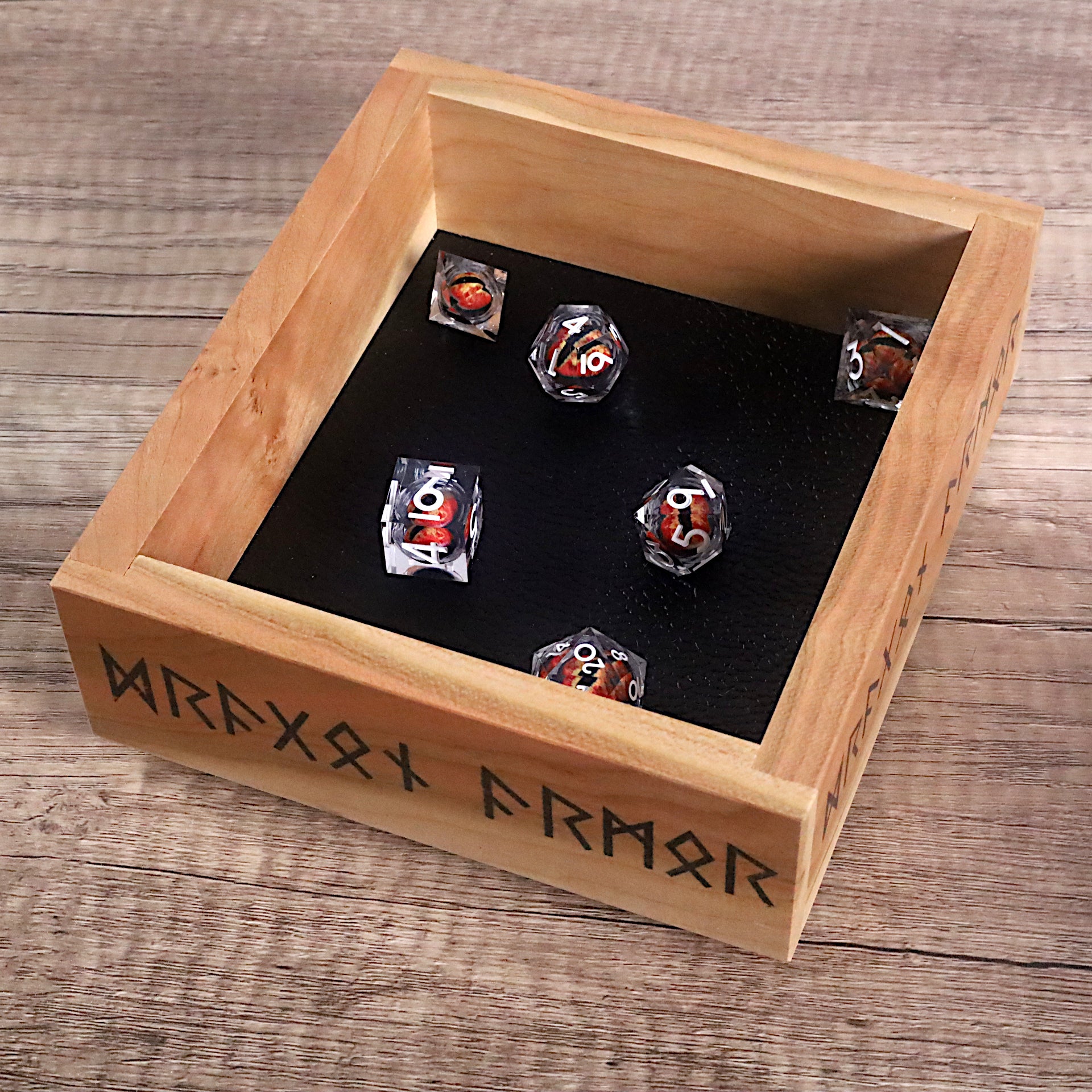 Viking Rune DnD Player Set: Wooden Dice Tray, Tower, and Vault for TTRPG, Pathfinder, Shadowrun, Dungeon Master Gift, Norse Rune Dice Roller - Dragon Armor Games